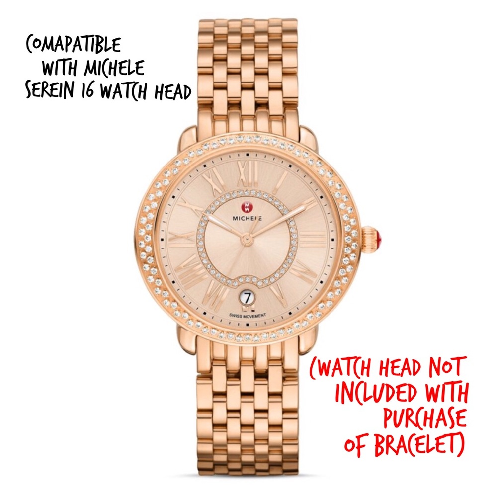 MICHELE 16MM SEREIN 16 ROSE GOLD BRACELET STRAP - Picture 7 of 9